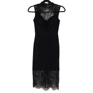 Lulus Contour de Force Bodycon Dress Black Sexy Lace Sleeveless Bustier